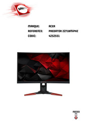 Acer PREDATOR Z271BMIPHZ Guide De L'utilisateur