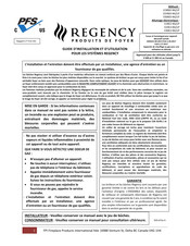 Regency V30E3-LP Guide D'installation Et D'utilisation
