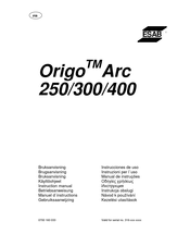ESAB Origo Arc 300 Manuel D'instructions