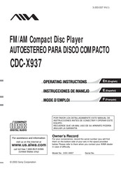 Aiwa CDC-X937 Mode D'emploi