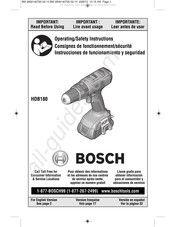 Bosch HDB180 Consignes De Fonctionnement/Sécurité