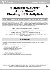 Polygroup SUMMER WAVES Aqua Glow Floating LED Jellyfish Manuel Du Propriétaire