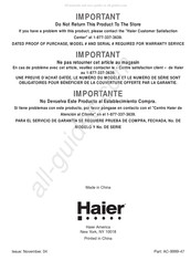 Haier HPR09XC5 Guide De L'utilisateur