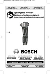 Bosch PS10 Consignes De Fonctionnement/Sécurité