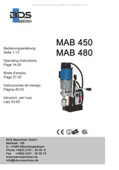 BDS Maschinen MAB 450 Mode D'emploi