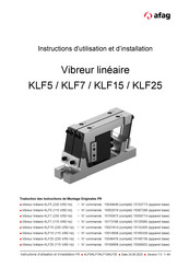 Afag KLF5 Instructions D'utilisation Et D'installation
