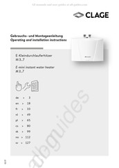 clage M 3 7 Serie Mode D'emploi