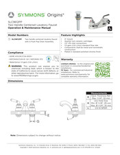 Symmons ORIGINS SLC9612PP Manuel D'utilisation Et D'entretien