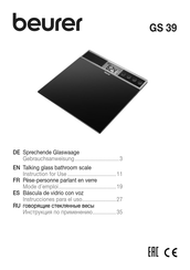 Beurer GS 39 Mode D'emploi