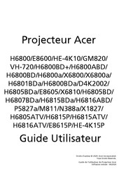 Acer H6800 Guide Utilisateur