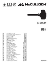 McCulloch Li 58GBP Manuel D'utilisation