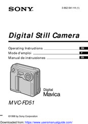 Sony Digital Mavica MVC-FD51 Mode D'emploi