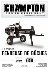 Champion Power Equipment 91551 Guide D'entretien Et D'utilisation