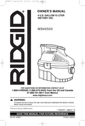 RIDGID WD40500 Manuel Du Propriétaire