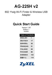 Zyxel AG-225H v2 Guide De Démarrage Rapide