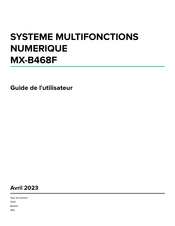 Sharp MX-B468F Guide De L'utilisateur