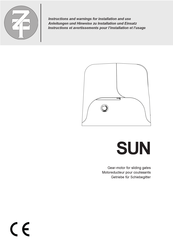 ZT SUN Instructions Et Avertissements Pour L'installation Et L'usage