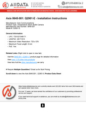 Axis Q2901-E Guide D'installation