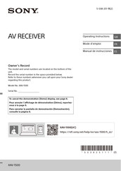 Sony AV RECEIVER XAV-1500 Mode D'emploi