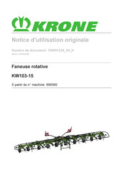Krone KW103-15 Notice D'utilisation Originale