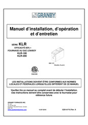 Granby KLR Série Manuel D'installation, D'opération Et D'entretien