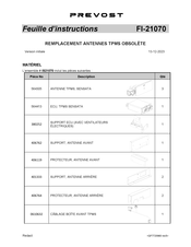 PREVOST FI-21070 Feuille D'instructions