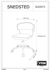 Jysk SNEDSTED 3620073 Instructions De Montage