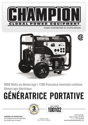 Champion Global Power Equipment 100102 Guide D'entretien Et D'utilisation