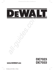 DeWalt DE7033 Traduction De La Notice D'instructions Originale