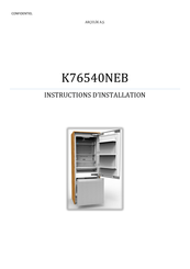 arcelik K76540NEB Instructions D'installation