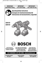Bosch HDH181 Consignes De Fonctionnement/Sécurité
