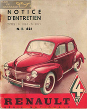 Renault R. 2071 1953 Notice D'entretien