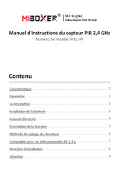 MiBoxer Mi-Light PIR1-RF Manuel D'instructions