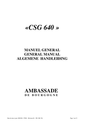 Ambassade de Bourgogne CSG 640 Manuel General