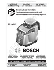 Bosch GRL160DHV Consignes De Fonctionnement/Sécurité