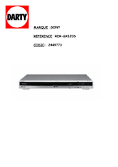 Sony RDR-GX220 Mode D'emploi