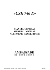 Ambassade de Bourgogne CSE 740 E Manuel General