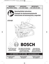 Bosch GTS1031 Consignes De Fonctionnement/Sécurité