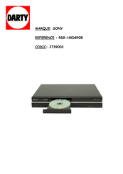Sony RDR-HXD1095 Mode D'emploi