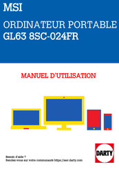 MSI GL63 8SC-024FR Manuel D'utilisation