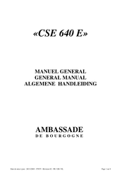 Ambassade de Bourgogne CSE 640 E Manuel General