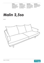 MIGROS Micasa Malin 2,5so M-9779 Instructions De Montage