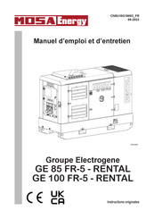 Mosa RENTAL GE 85 FR-5 Manuel D'emploi Et D'entretien