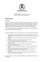 Austrian Audio MiCreator Mode D'emploi