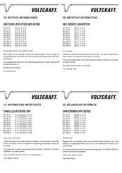 VOLTCRAFT NPI Série Informations Importantes