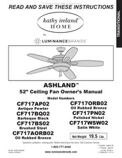 Kathy Ireland Home Luminance Brands ASHLAND CF717PN02 Manuel Du Propriétaire