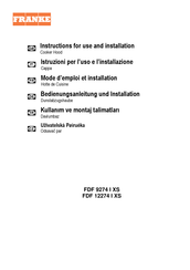 Franke FDF 9274 I XS Mode D'emploi Et Installation