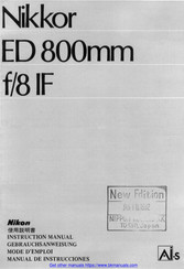 Nikon Nikkor ED 800mm f/8 IF Mode D'emploi