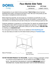 DOREL Living DA7835-02 Instructions De Montage