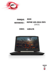Acer ASPIRE VX5-591G-70F9 Manuel D'utilisation
